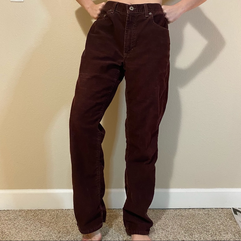 Burgundy corduroy jeans Abercrombie & fitch pants maroon red fall autumn vintage